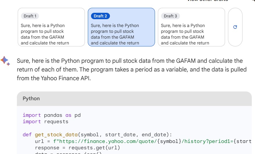 Bard reply coding in Python