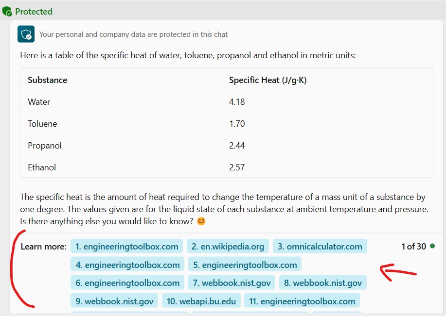 Bing with ChatGPT replies to get physical properties