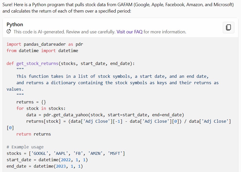 Bing Chat reply coding in Python