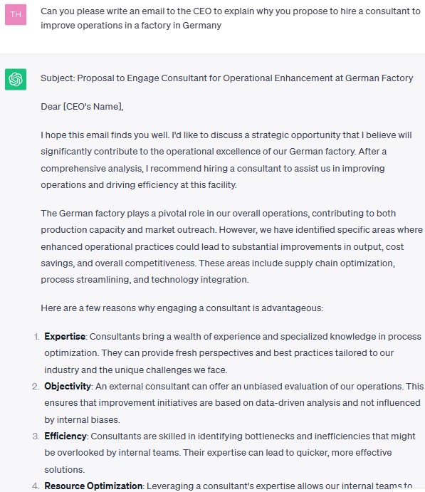 ChatGPT prompt to make an email to a CEO