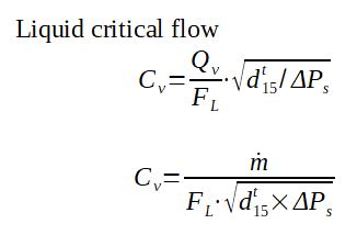 CV valve calculation US units liquid critical flow