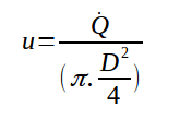 Fluid velocity in pipe calculation