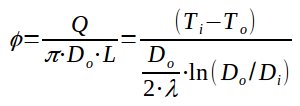 Heat flux by conduction for a simple pipe