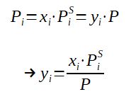 Calculation of the molar fraction in vapor phase for ideal mixtures