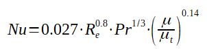 Nusselt calculation for turbulent flow thanks to the correlation of Colburn