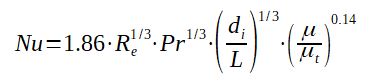 Nusselt calculation for laminar flow thanks to the correlation of Sieder and Tate