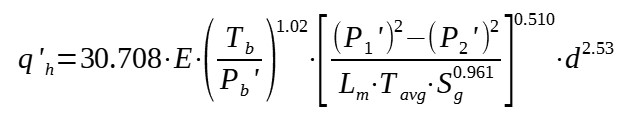 Panhandle_B Equation for flow of compressible fluids in long pipelines