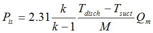 Calculation of power required for a compressor