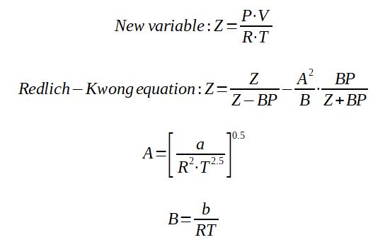 Redlich Kwong equation with variable change
