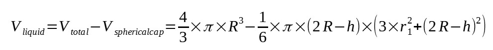 Volume of liquid in a spherical tank calculation Volume of liquid in a spherical tank calculation