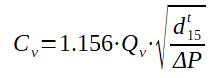 Calculation of Cv of a valve in subcritical liquid flow