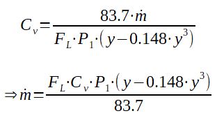 Calculation and Cv and mass flowrate for a steam control valve