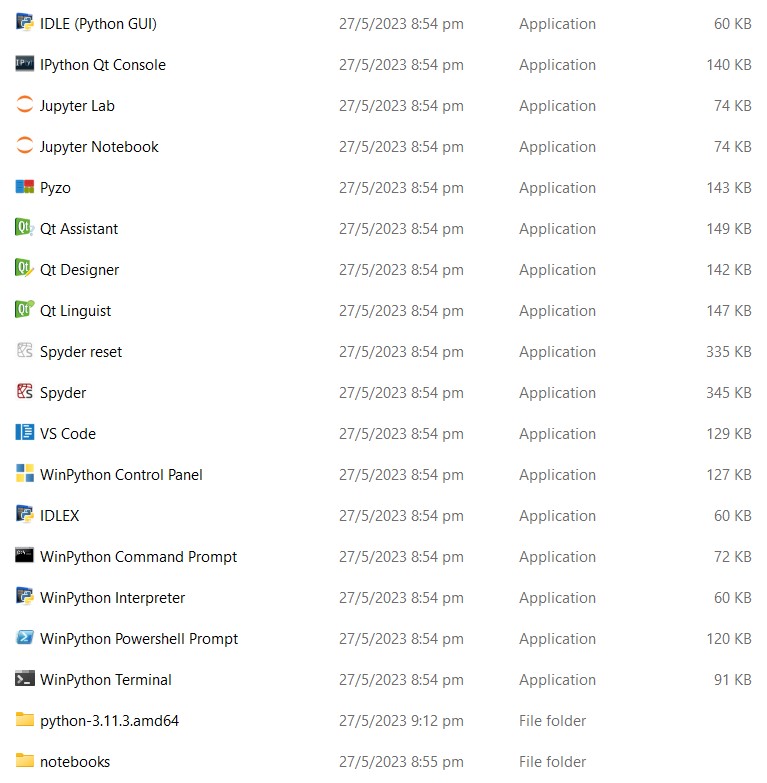 WinPython Portable folder